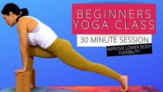Beginners Yoga 30 Minute Class, Flexibility Stretches, Pyramid Pose & Standing Split, How To