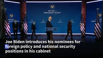 Saying 'America is back,' Biden presents security and foreign policy team