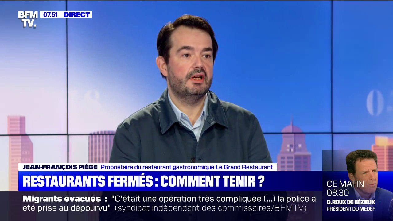 Pour le chef Jean-François Piège, l'annonce d'un maintien de la fermeture des restaurants "est un peu la douche froide"