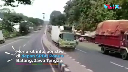 Tak Kuat Nanjak, Truk Box Mundur Tak Terkendali