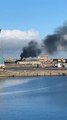 Video shows fire at Leith Docks which has sent black smoke billowing into the sky