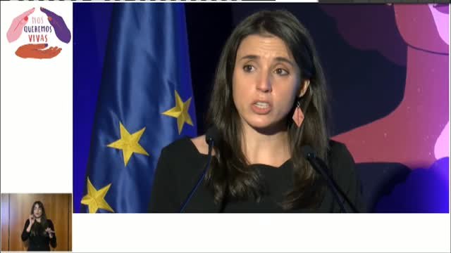 Irene Montero rompe a llorar en su discurso del 25-N