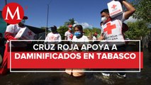 Cruz Roja entre despensa a damnificados de Tabasco