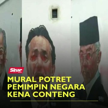 Mural potret pemimpin negara kena conteng