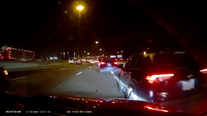 Car Pursues Hit and Run Driver on Highway