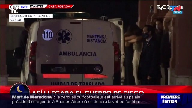 Le cercueil de Diego Maradona est arrivé au palais présidentiel, où va avoir lieu la veillée funèbre