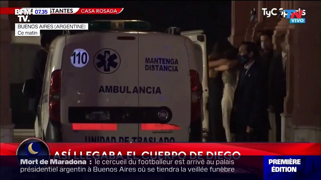 Le cercueil de Diego Maradona est arrivé au palais présidentiel, où va avoir lieu la veillée funèbre