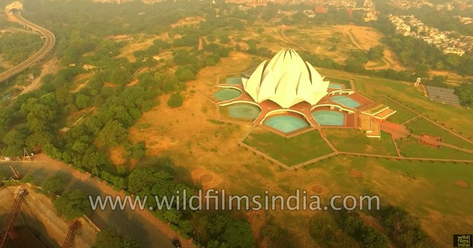 Rare Aerial view of Lotus temple in Delhi