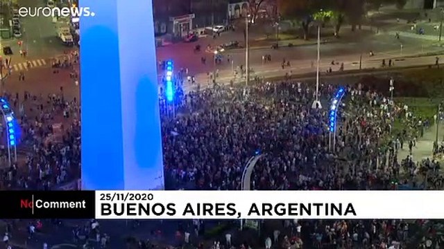 Crowds gather in Buenos Aires to pay tribute to Diego Maradona