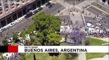 Aerial images show the long queues to see Diego Maradona's coffin