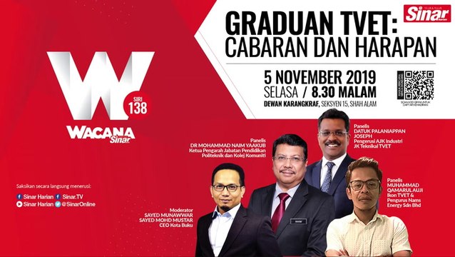 [Live] Wacana Sinar Harian kali ke - 138, Graduan TVET : Cabaran dan Harapan #wacanasinarharian #sinarharian