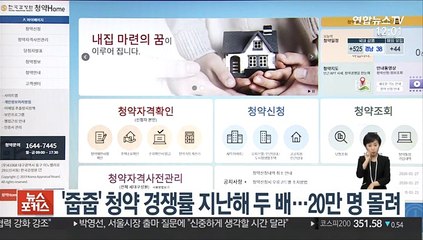 '줍줍' 청약 경쟁률 지난해 두 배…20만 명 몰려