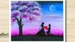 How to draw beautiful couple in night with heart __ love painting __ Pallavi Drawing Academy __