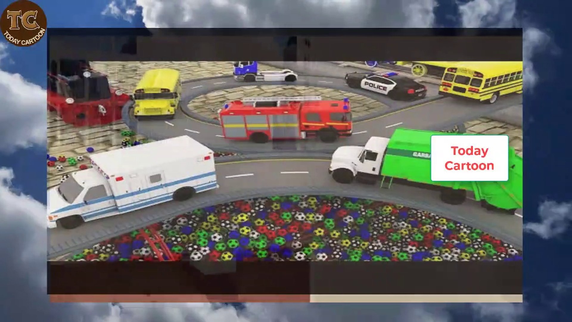 ⁣Coloring Street Vehicles with Soccer Balls | Mega Multi Tracks | Animated Car Parking
