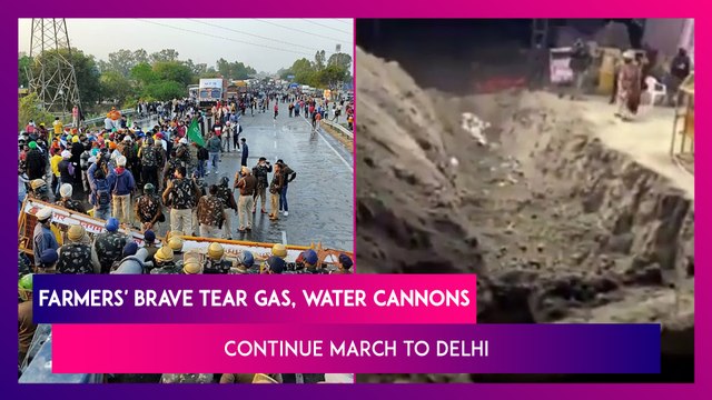 Farmers' Continue 'Delhi Chalo' March Even As Police Resort To Tear Gas, Water Canons And Drones
