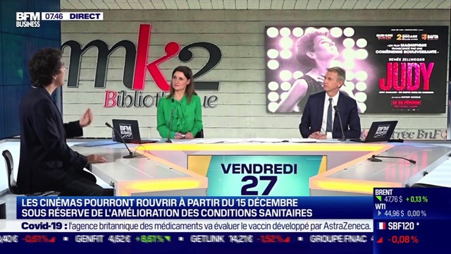 Nathanaël Karmitz (MK2): Les cinémas pourront rouvrir à partir du 15 décembre sous réserve de l'amélioration des conditions sanitaires - 27/11