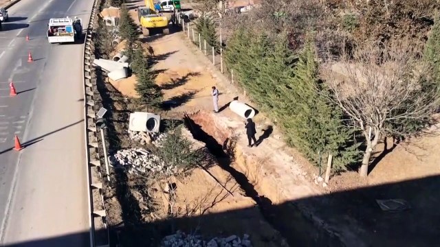 KIRIKKALE - Yahşihan'da altyapı çalışması sırasında doğalgaz borusu patladı