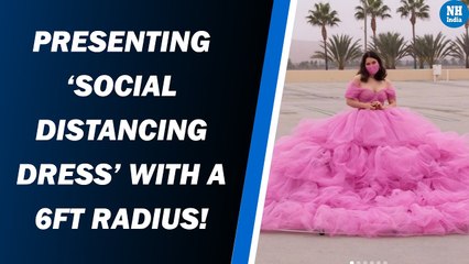 Woman creates ‘social distancing dress’ with a 6-ft radius