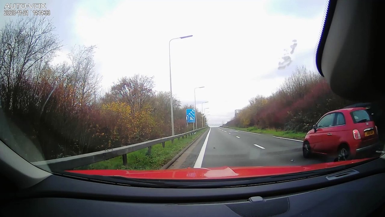 Video shows terrifying moment Premier League footballer crashes car on M25 not far from Hemel Hempstead (C) SWNS