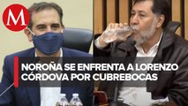 Noroña se niega a usar cubrebocas en sala del INE