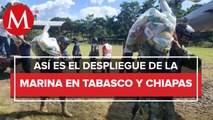 Marina despliega más personal para apoyar zonas afectadas en Chiapas y Tabasco