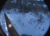 Skier Falls From Considerable Height While Skiing on Bridge's Rail
