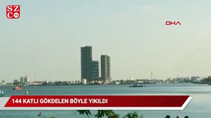 Abu Dabideki 144 katlı gökdelen böyle yıkıldı