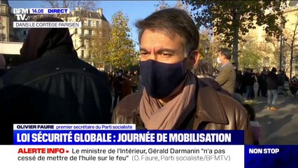 Loi sécurité globale: pour Olivier Faure, "Gérald Darmanin n'a cessé de mettre le l'huile sur le feu"