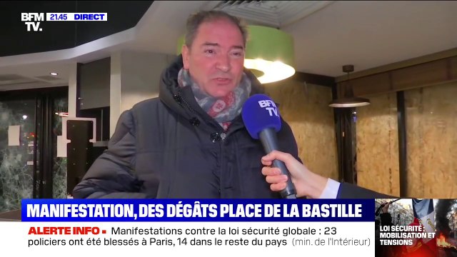 Loi sécurité globale: le gérant d'une brasserie saccagée à Paris témoigne après la manifestation