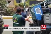 Surco: mototaxistas destrozan bloques de cemento para atacar a fiscalizadores