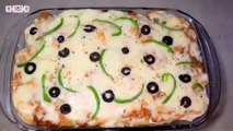 CHEEZY PIZZA PASTA WITH WHITE SAUCE RECIPE IN URDU HINDI