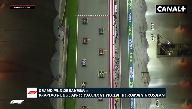 Grand prix de Formule 1 de Bahreïn : Les images de la voiture de Romain Grosjean coupée en deux et en flammes
