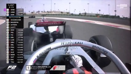 F2 Bahrain 2020 Race 2 Mazepin Schmacher Great Battle