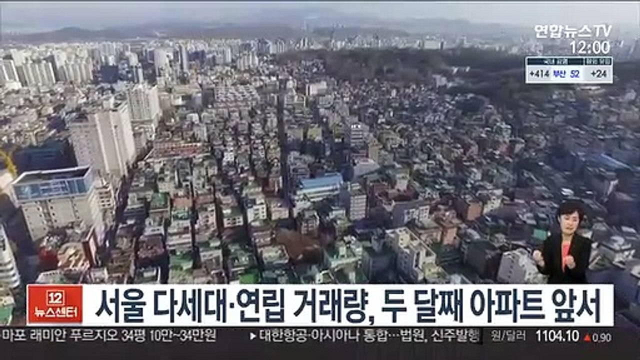 서울 다세대·연립 거래량, 두 달째 아파트 앞서