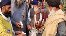 Farmers prepare food-tea on highway during protest