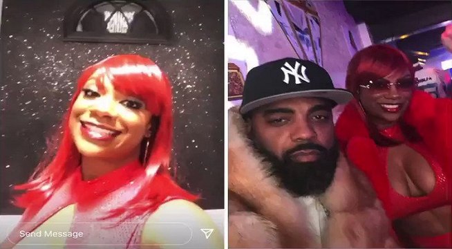 Kandi Burruss tells people who were clowning her look, last night, that she was in costume, honoring Lil' Kim from the Crush on You music video #RHOA