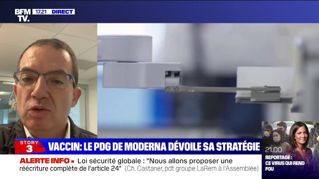 Vaccin anti-Covid: Stéphane Bancel (Moderna) pense que les personnes vaccinées seront protégées pendant au moins 6 à 12 mois