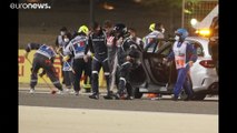 شاهد: انشطار سيارة سائق فورمولا 1 غروجان في سباق البحرين