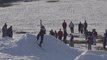 Guy Fails at Attempt to Jump Over Puddle of Snow While Skiing