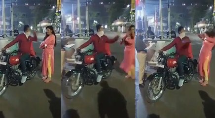 मास्क न पहनने के बावजूद बहस कर रही थी पत्नी, पति ने पुलिसवालों के सामने ही मारा थप्पड़- VIDEO