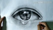 Pencil sketch drawing of eye. step by step