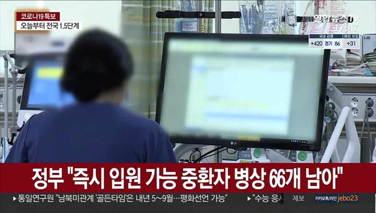 정부 "즉시 입원 가능 중환자 병상 66개 남아"