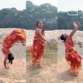 Woman In Saree Amazes Netizens With Her Perfect And Flawless Backflip