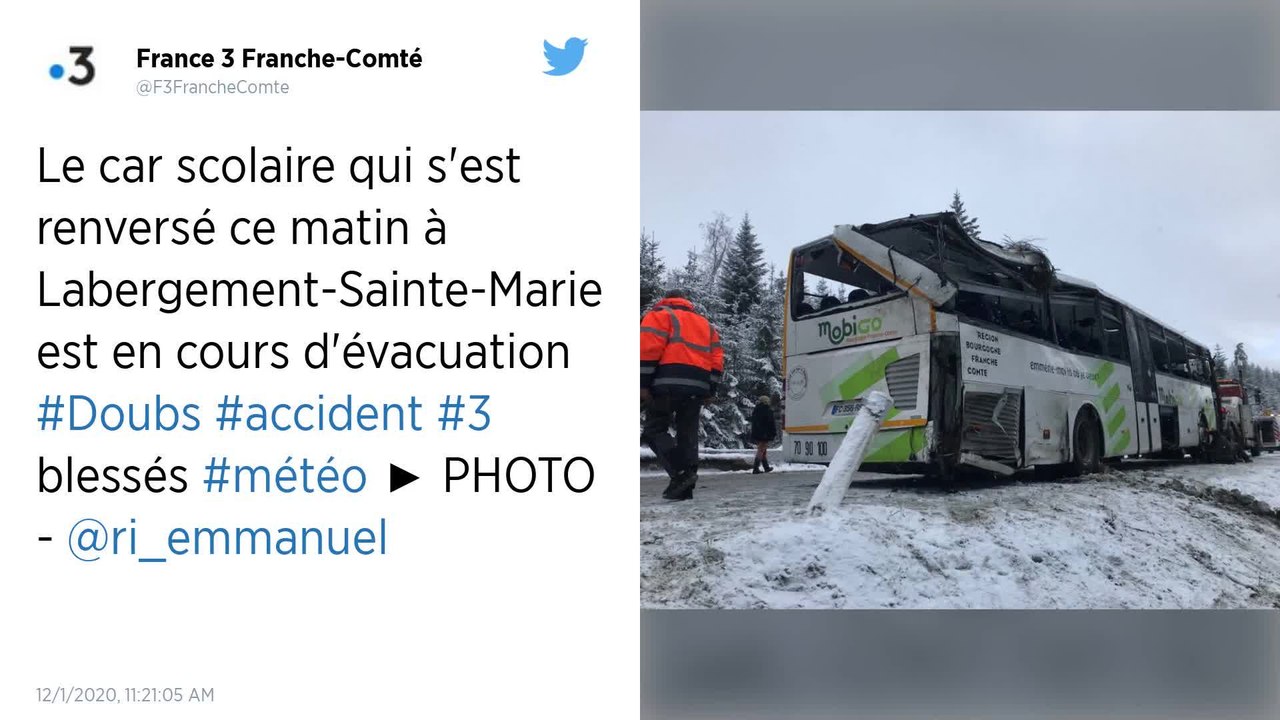 Doubs : trois adolescents blessés dans un accident de car scolaire