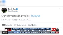 Derek Carr introduces new baby girl!