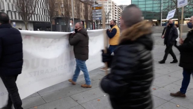 Manifestación de hosteleros en Pamplona ante la catastrófica situación del sector