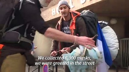 Franco-British pair walk length of France cleaning mask pollution