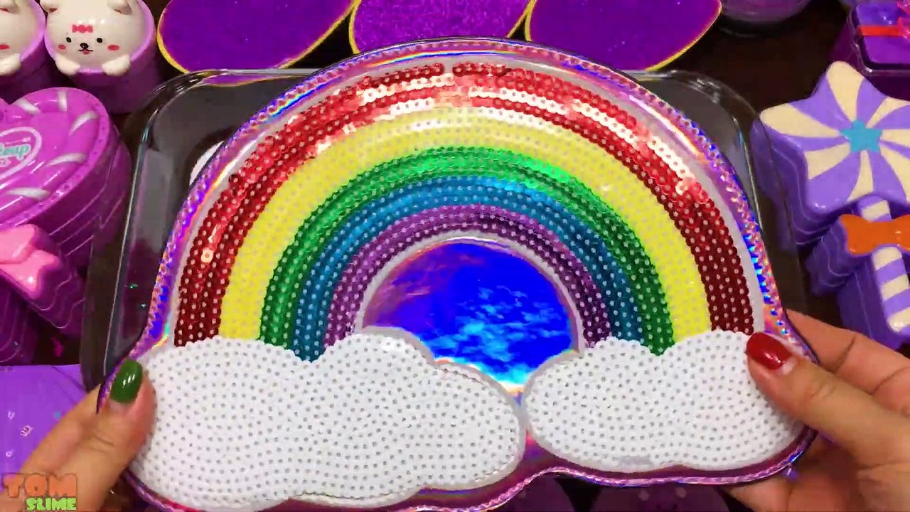 Purple Slime | Mixing Makeup and Glitter into Slime ASMR! Satisfying Slime Videos #802