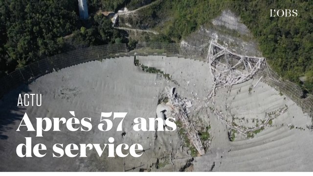 Les images aériennes du télescope géant d'Arecibo, après son effondrement