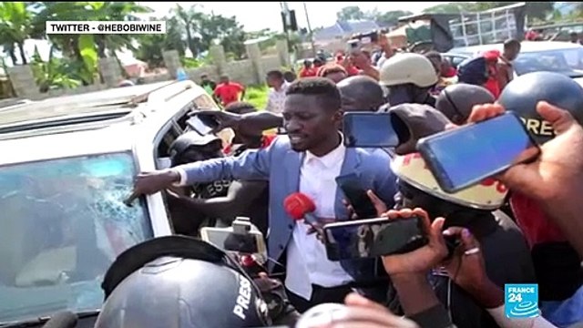 Ugandan police shout mouth off music producer at election protest